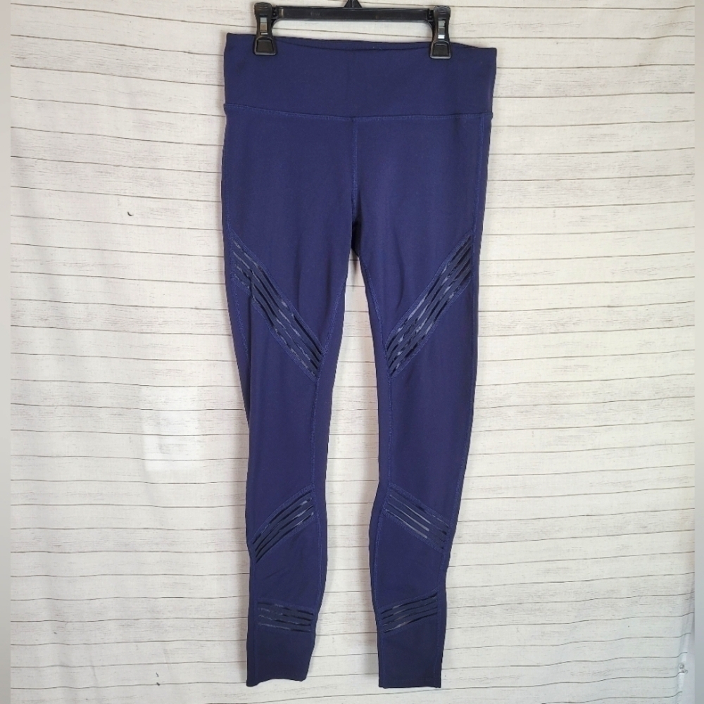 ALO Yoga Navy Blue Multi Mesh Panel Yoga Leggings